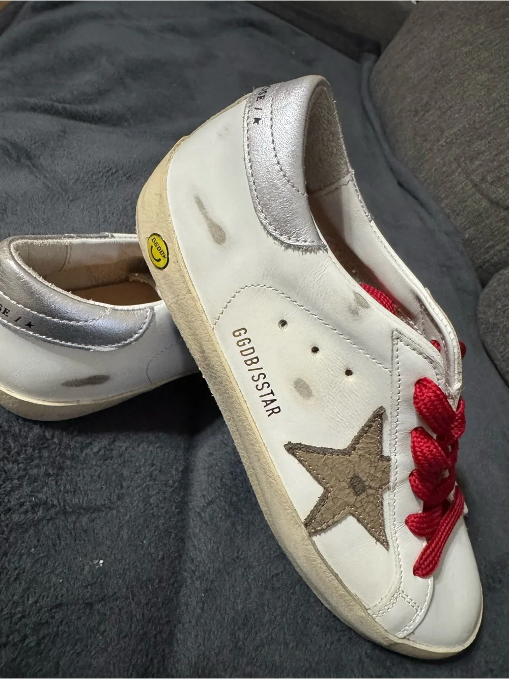 Golden Goose Kids White Star Sneakers with Red Laces
